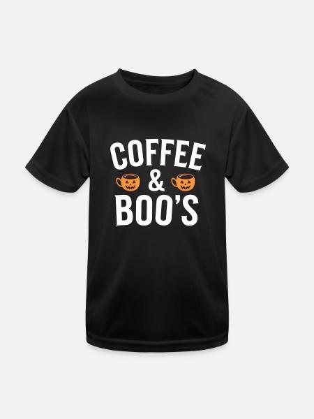 Halloween - Coffee & Boo´s Gruseliger Kaffee - Kinder Funktions-T-Shirt - Schwarz - Vorne