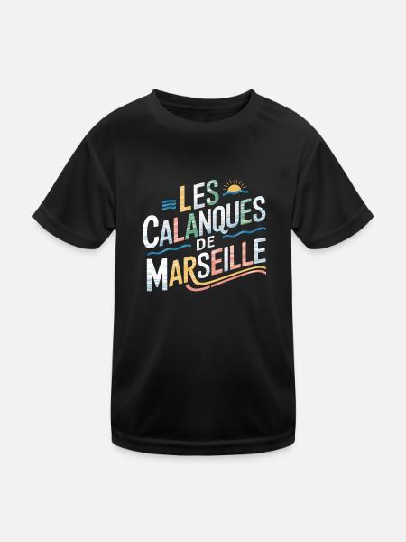 Les Calanques de Marseille - T-shirt sport Enfant - noir - Devant