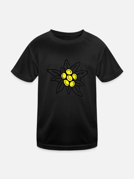 Edelweiss - Kinder Funktions-T-Shirt - Schwarz - Vorne