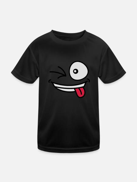 crazy_grin_face - Kinder Funktions-T-Shirt - Schwarz - Vorne