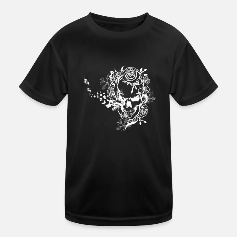 Crâne avec roses, papillons et serpent T-shirt sport Enfant