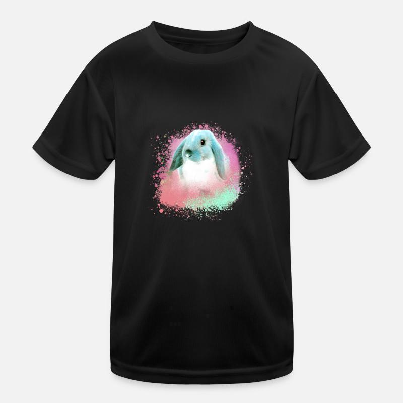 rabbit,graffiti,painting,pet,rabbit,blue - Kids Functional T-Shirt - black