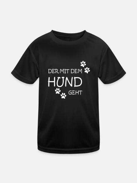 Dog Hund - Kinder Funktions-T-Shirt - Schwarz - Vorne