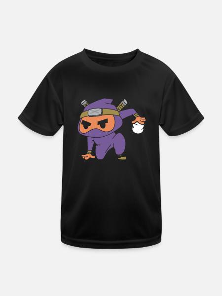 Feu de camp Guimauve Mignon Enfants Smore Ninja - T-shirt sport Enfant - noir - Devant