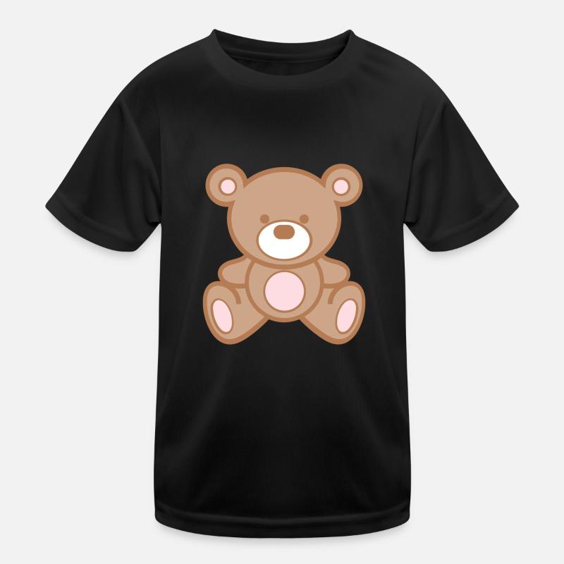 Teddy Bär - Comic Teddybär - Kinder Funktions-T-Shirt - Schwarz