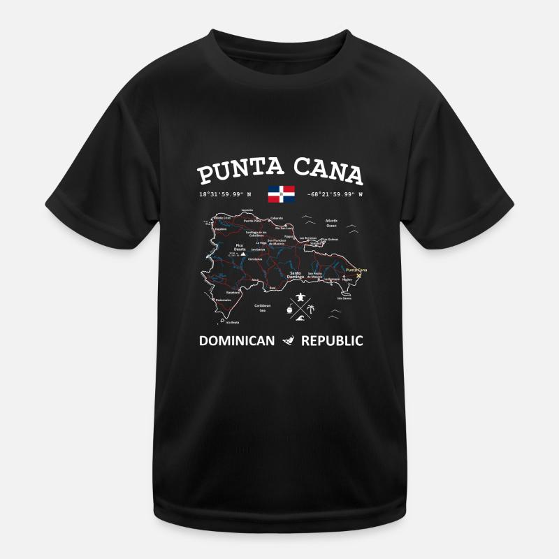 Punta Cana Map Dominican Republic Flag Kids Functional T-Shirt