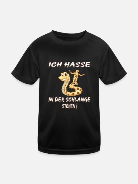ich hasse in der schlange stehen lustig warte meme - Kinder Funktions-T-Shirt - Schwarz - Vorne