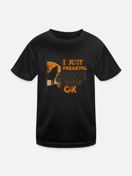 Wolf - Kids Functional T-Shirt - black - Front
