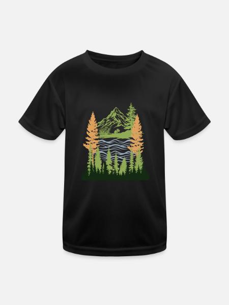 Evergreen Serenity Scene - Kids Functional T-Shirt - black