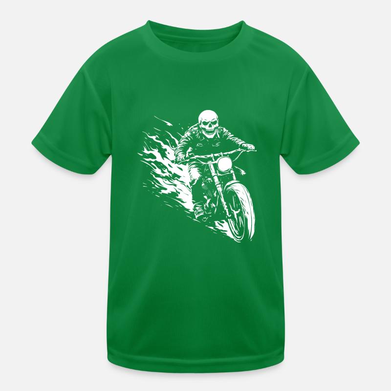 Biker Skull Motorcycle Gift Kids Functional T-Shirt