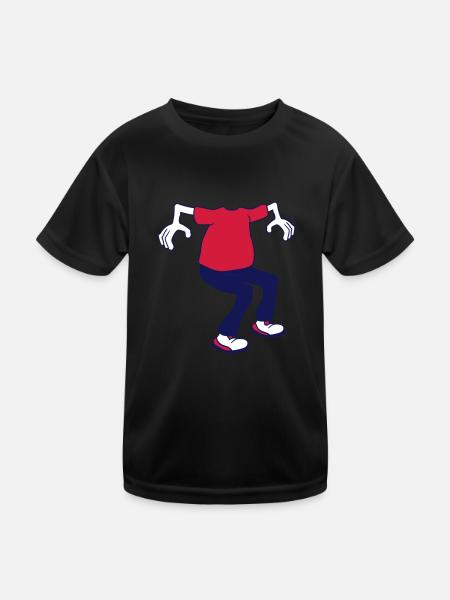 cartoon figure without a head - Kids Functional T-Shirt - black - Front
