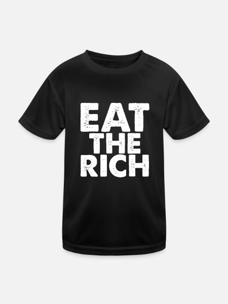 EAT the RICH light - Kinder Funktions-T-Shirt - Schwarz - Vorne