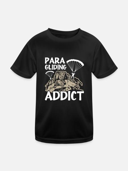 Accro au parapente - T-shirt sport Enfant - noir - Devant