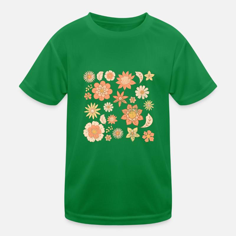 Süßes Retro-Blumenmuster Kinder Funktions-T-Shirt