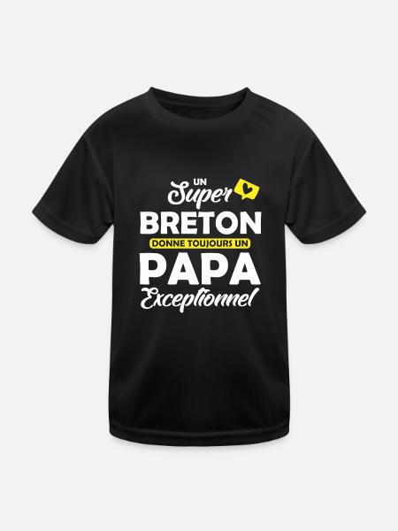 super breton / papa exceptionnel - T-shirt sport Enfant - noir - Devant