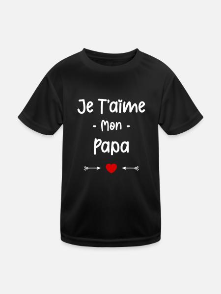 je t'aime mon Papa - T-shirt sport Enfant - noir - Devant