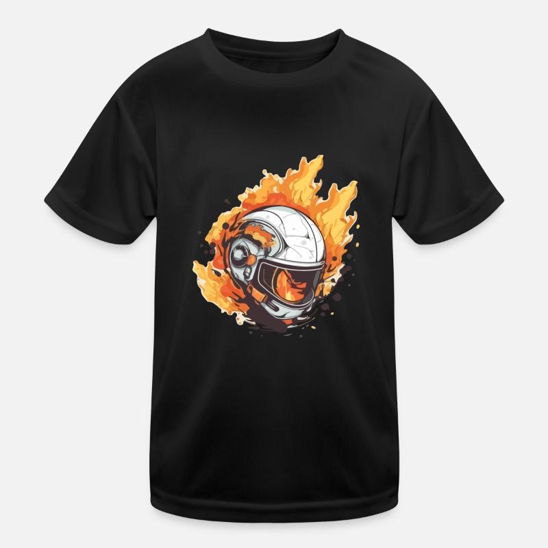 Helmet on fire - Kids Functional T-Shirt - black