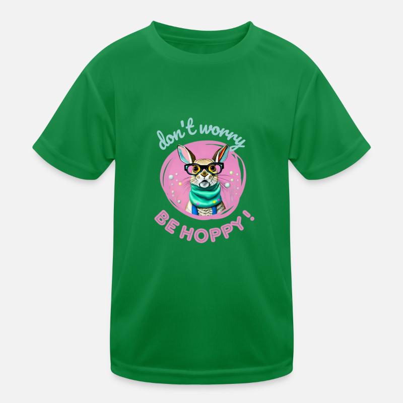 Don't worry be hoppy rabbit funny easter glasses Kids Functional T-Shirt