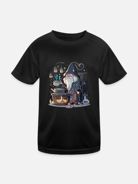 Der Meisterkoch-Zauberer - Kinder Funktions-T-Shirt - Schwarz - Vorne