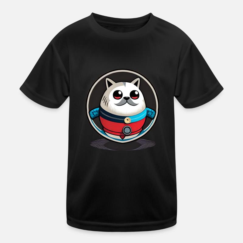 Niedliche runde Katze mit Schatten Kinder Funktions-T-Shirt
