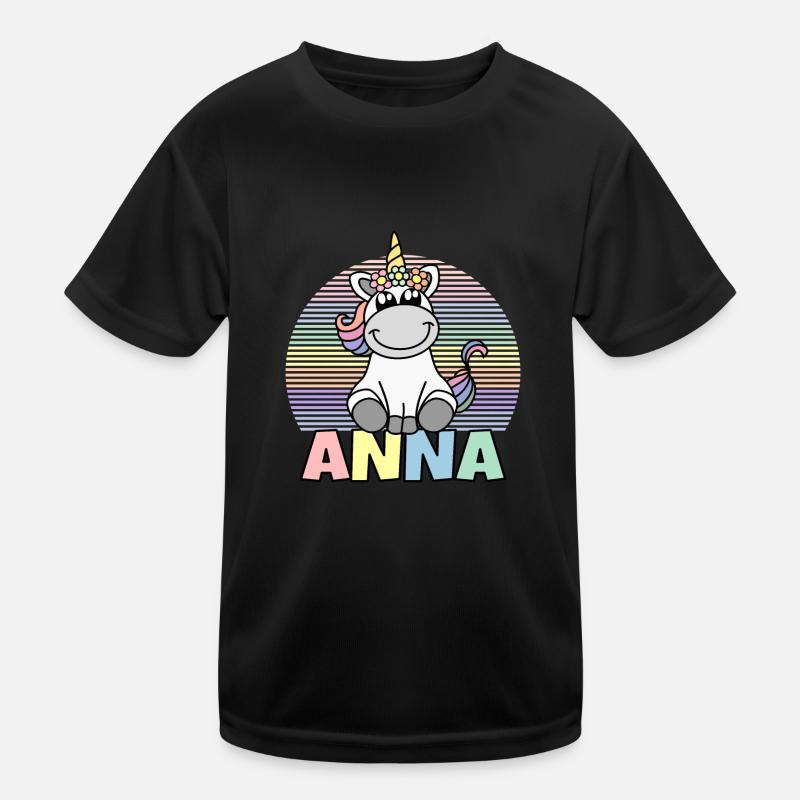 Anna Unicorn Name Kids Functional T-Shirt