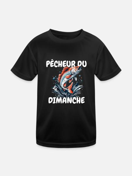 Pêcheur du dimanche. Passion Pêche.Poisson et Lac - T-shirt sport Enfant - noir - Devant