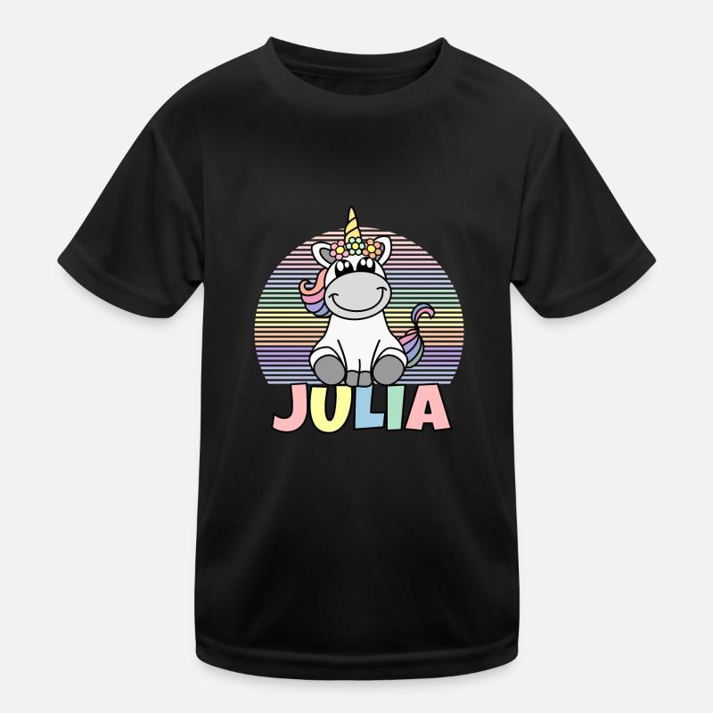 Julia Unicorn Name Kids Functional T-Shirt