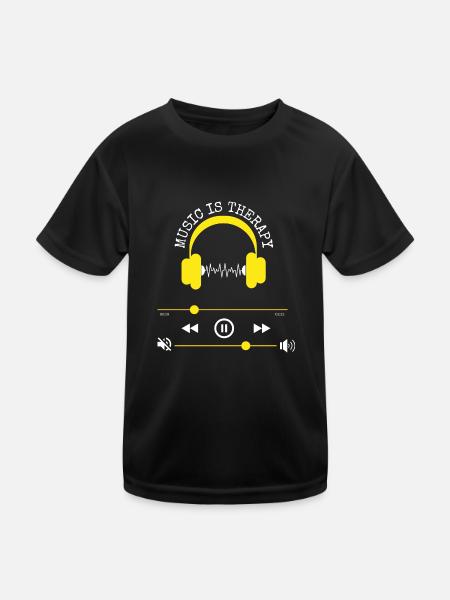 Music is therapy - Kids Functional T-Shirt - black