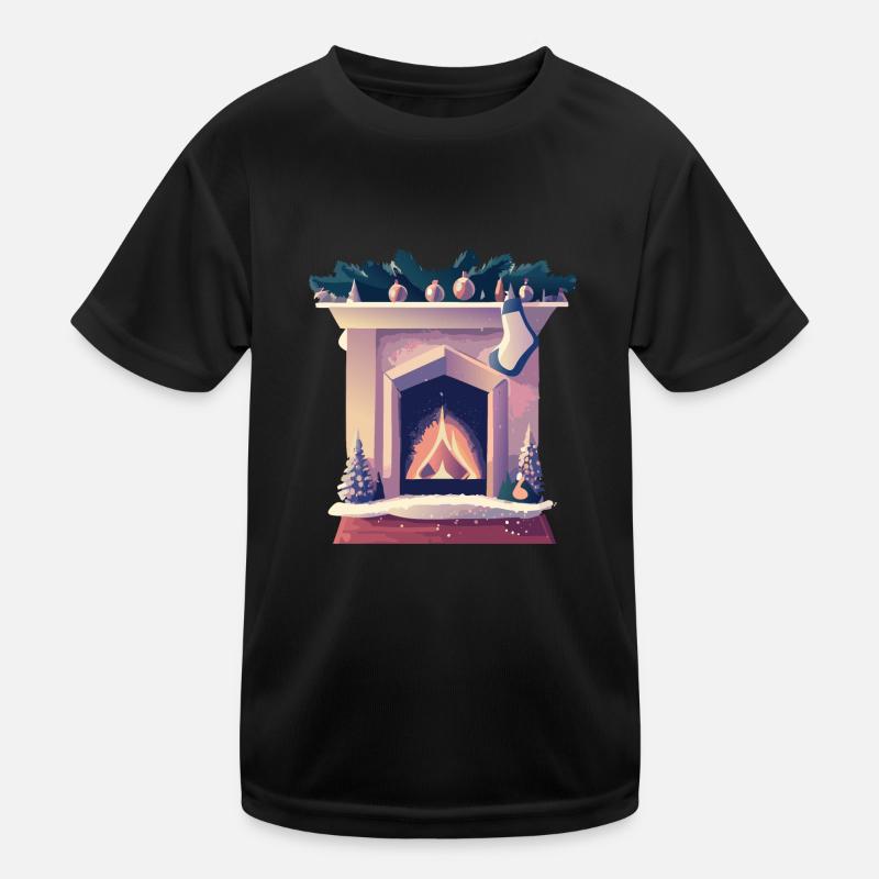 Chaussette de Noël au coin du feu T-shirt sport Enfant