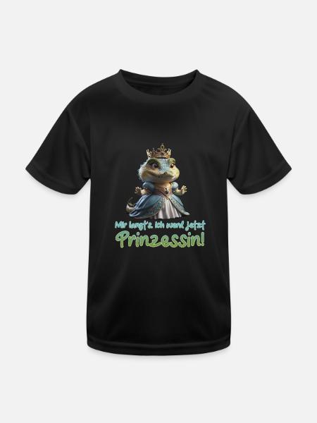 Kroko Prinzessin 01 - Kinder Funktions-T-Shirt - Schwarz - Vorne