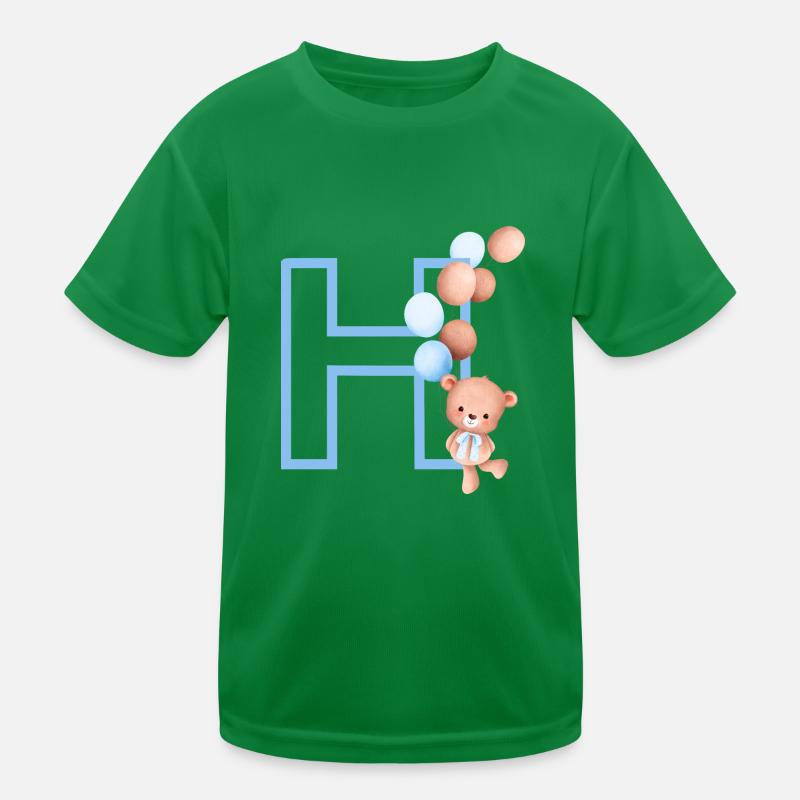Buchstabe h blauer Bär Kinder Funktions-T-Shirt