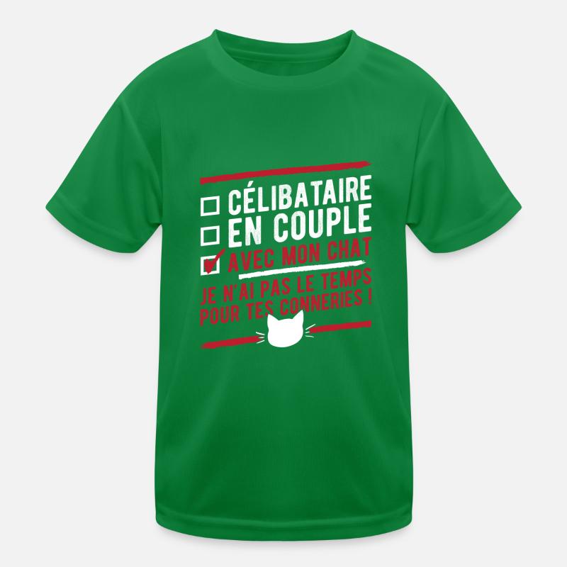 "Célibataire en couple avec mon chat" humour T-shirt sport Enfant