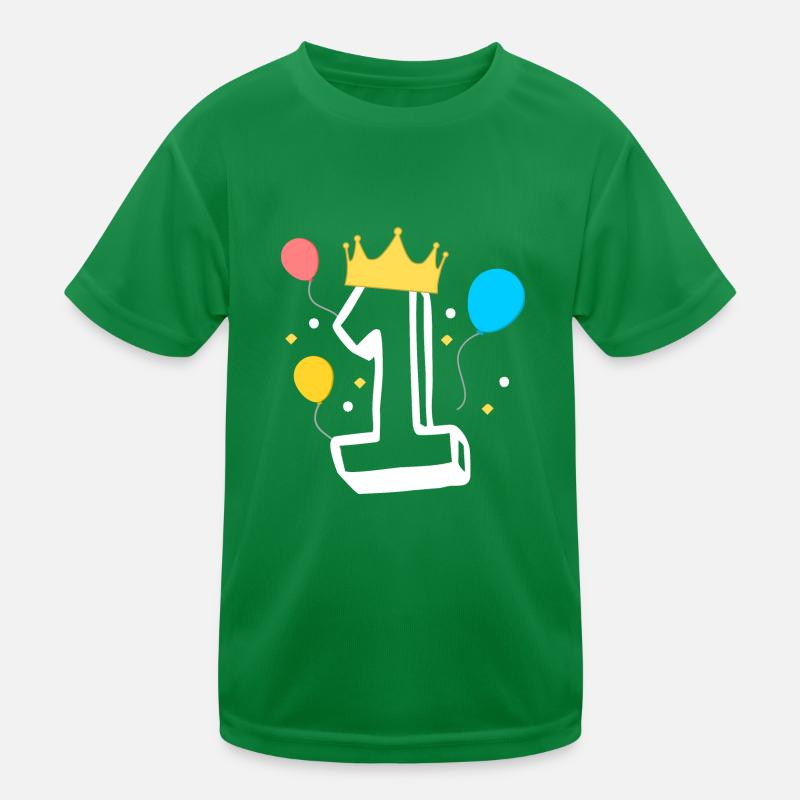 Zahl 1 mit einer Krone und Ballons Kinder Funktions-T-Shirt