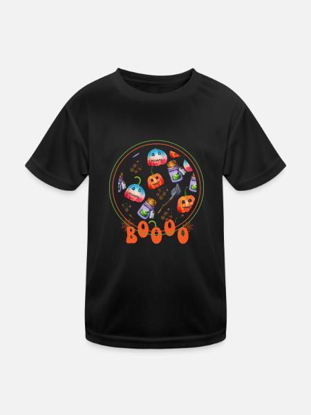 BOOO Halloween Circle - Kids Functional T-Shirt - black - Front