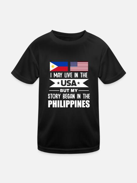 Design für stolze amerikanische Pinoys - Kinder Funktions-T-Shirt - Schwarz - Vorne