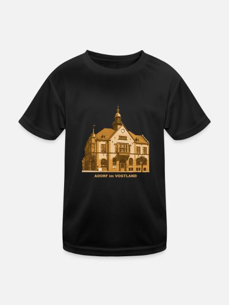 Adorf Rathaus Vogtland Sachsen - Kinder Funktions-T-Shirt - Schwarz - Vorne