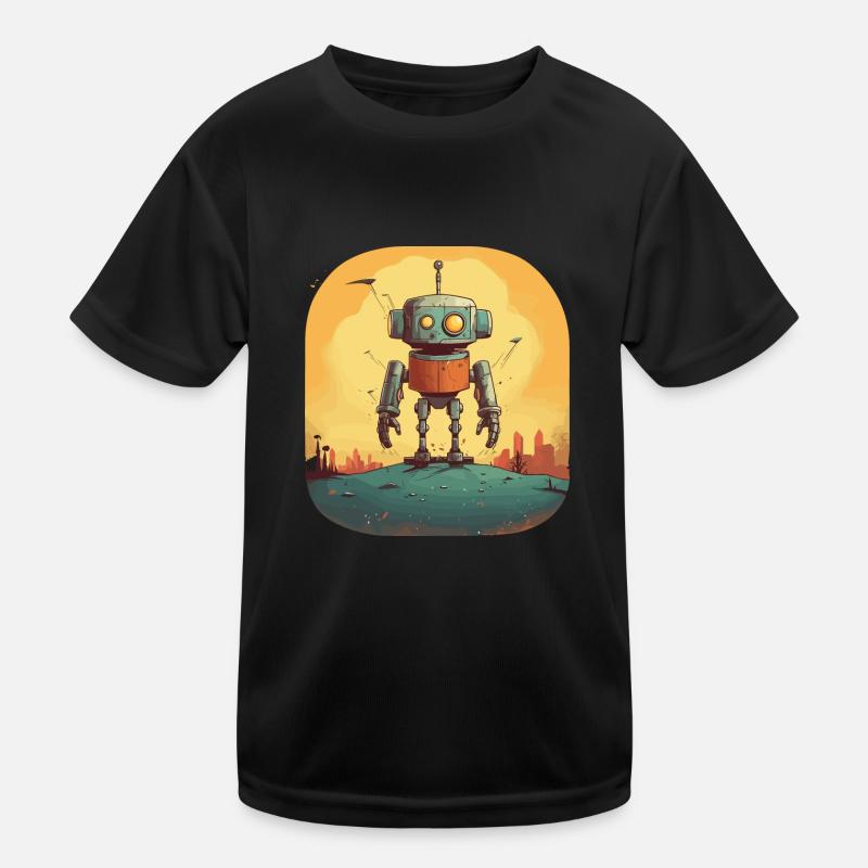 Robot - Kinder Funktions-T-Shirt - Schwarz
