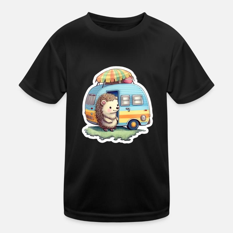Igel Camping Wohnwagen Reisender Kinder Funktions-T-Shirt