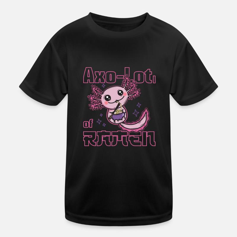 Axolotl mangeant des ramen - T-shirt sport Enfant - noir
