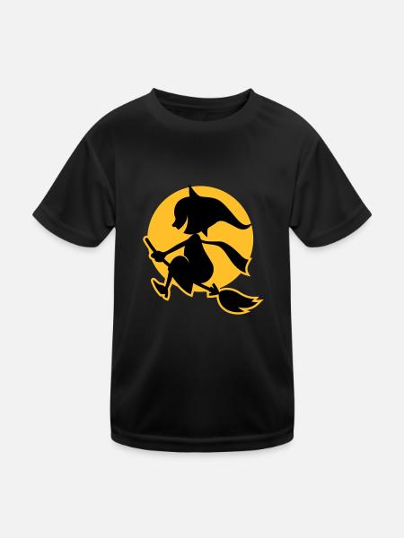 vl034b_hexe_2c - Kinder Funktions-T-Shirt - Schwarz - Vorne