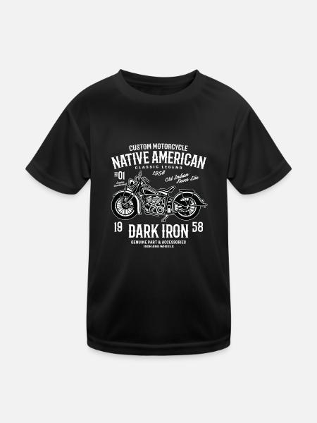 Dark Iron - America Motorcycle Bike Biker Vintage - Kids Functional T-Shirt - black