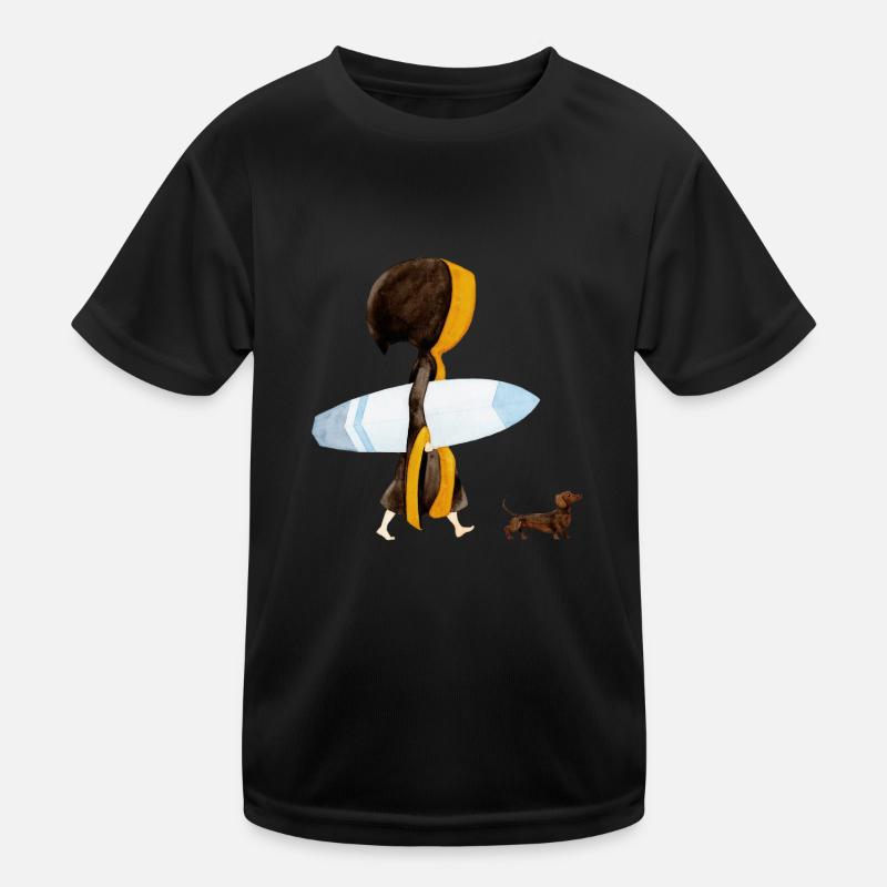 Munich Kindl "Eisbach Surfer" with dachshund Kids Functional T-Shirt