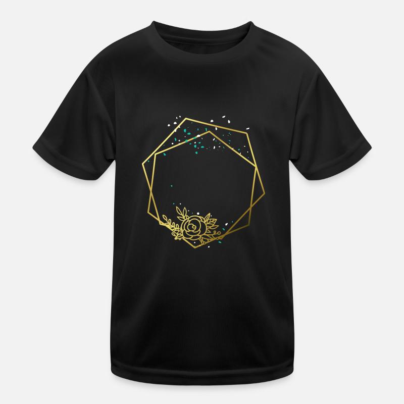 Frame Gold Rose Abstract Hexagon Hexagon Kids Functional T-Shirt