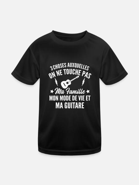 touche pas ma guitare / humour guitariste - T-shirt sport Enfant - noir - Devant