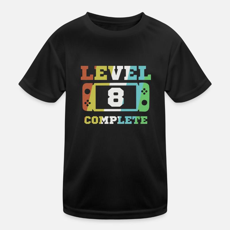 8. Geburtstag Level 8 complete Geschenk - Kinder Funktions-T-Shirt - Schwarz