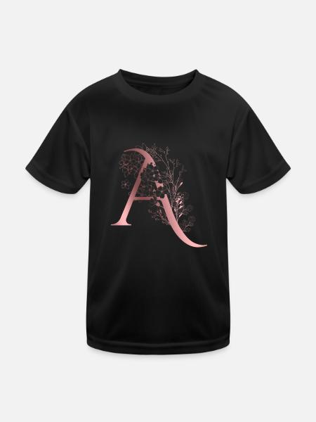 Letter A First name - Kids Functional T-Shirt - black - Front