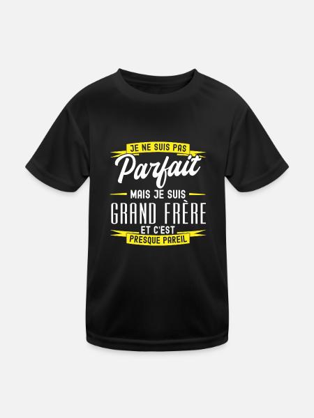 cadeau grand-frère / pas parfait mais grand-frère - T-shirt sport Enfant - noir - Devant