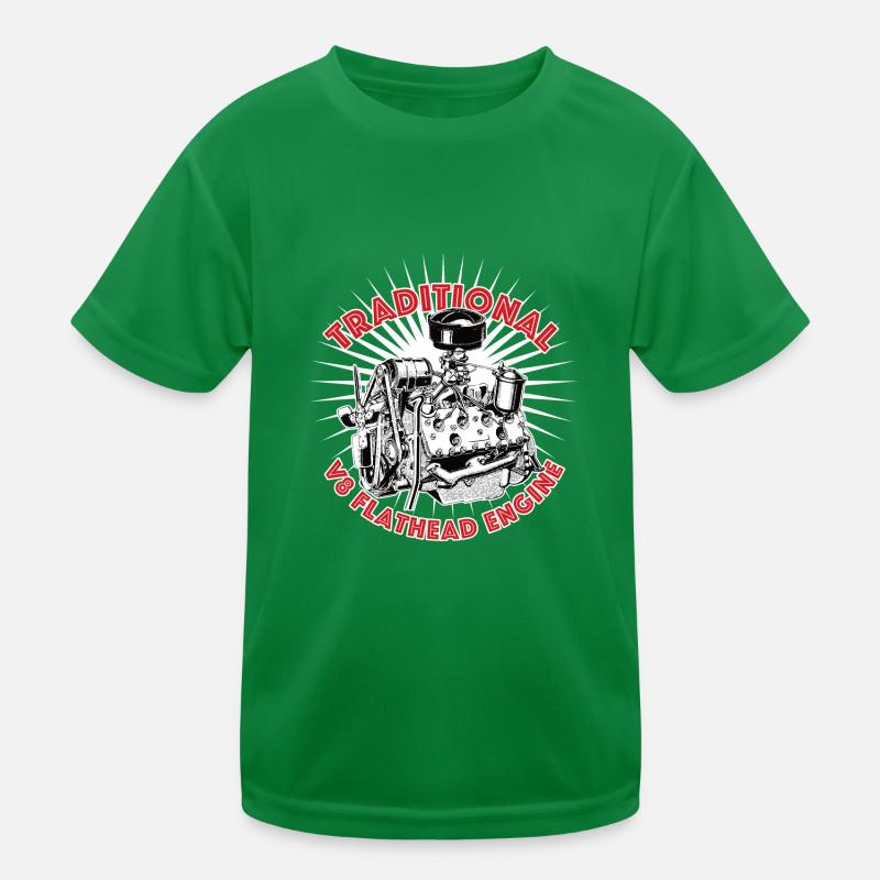 V8 Flathead Engine, Hot Rod, Motif by mondwinkel Kids Functional T-Shirt
