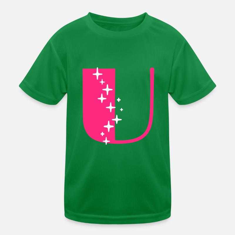 Buchstabe U Glitzer Kinder Funktions-T-Shirt