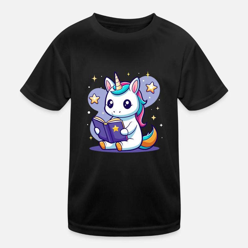 Magic Unicorn Reading - Kids Functional T-Shirt - black